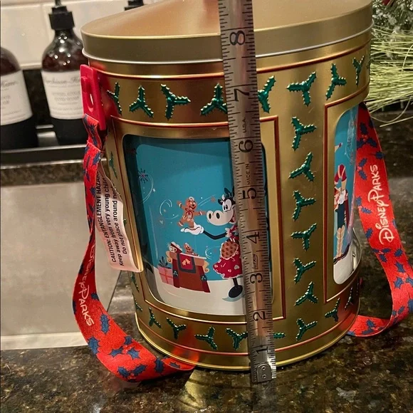 Disney Parks Music Box Popcorn Bucket Festive Holiday Tin - plays jingle bells - Picture 10 of 14
